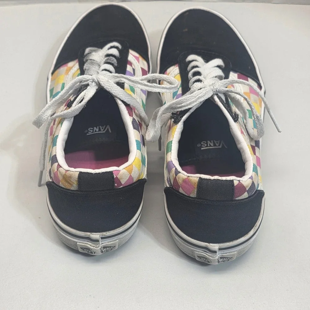 Vans‎ Old Skool Rainbow Checkerboard Black Sneakers Skate US Missy 6.0 500714